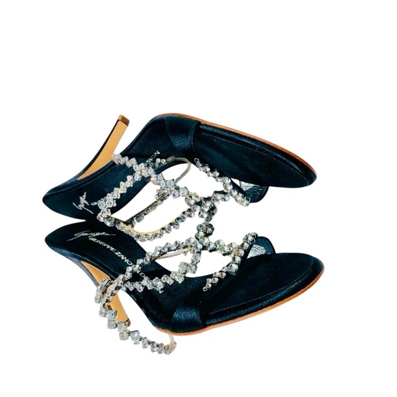 Giuseppe Zanotti black satin high heel with crystals Sz 8 eu 38 never worn - Picture 11 of 15